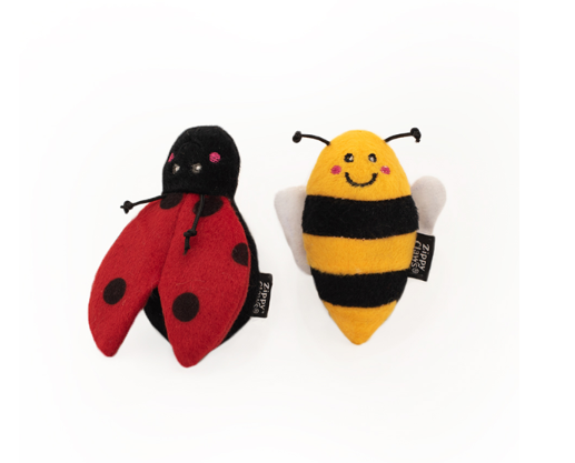 ZippyPaws Cat Ladybug &amp; Bee Plushies